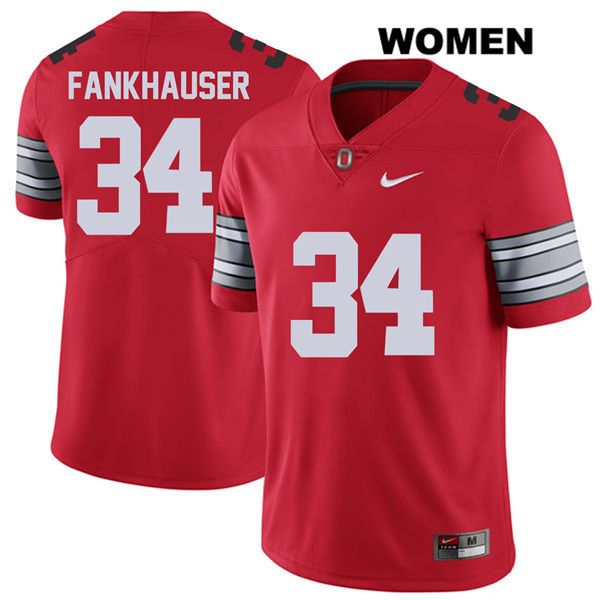 Ohio State Buckeyes Women's Owen Fankhauser #34 Red Authentic Nike 2018 Spring Game College NCAA Stitched Football Jersey HS19P68WU